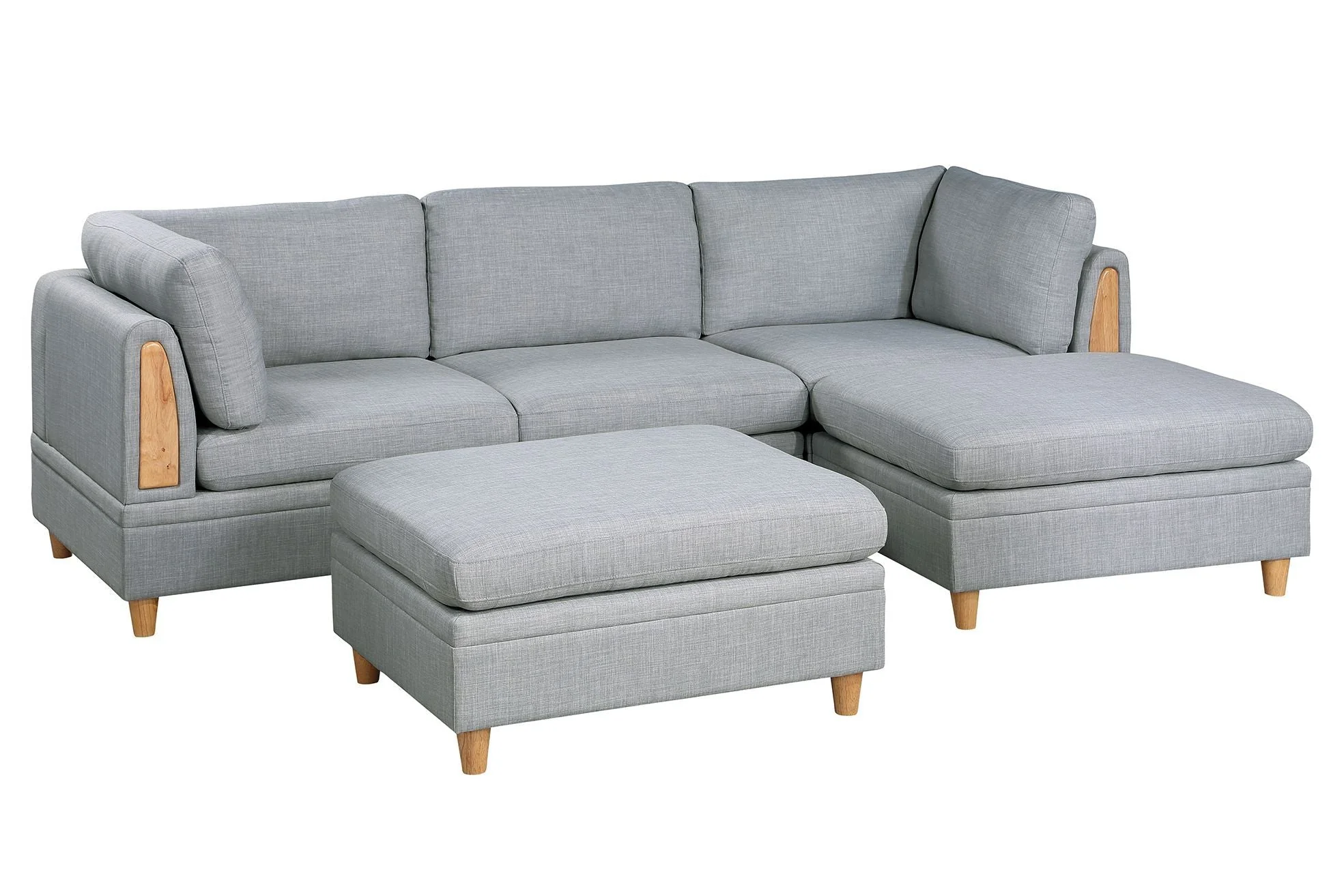 Walker Edison | Corner 5 Piece Modular Sofa Set with Ottoman