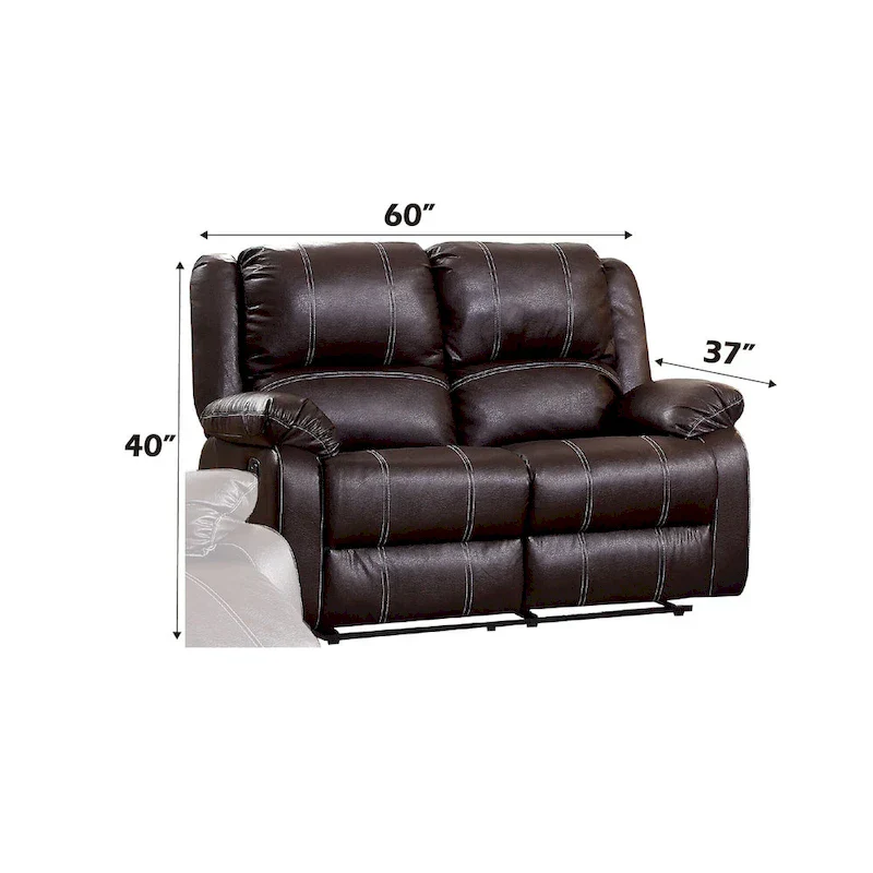 Brown Synthetic Leather Recliner Loveseat