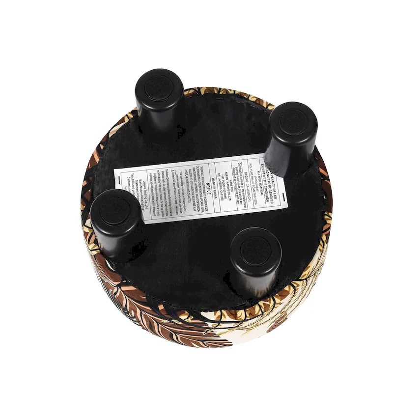 Round Ottoman Velvet Footrest Stool Modern Padded Seat Footstool