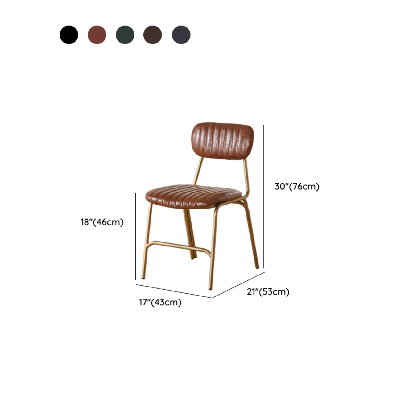 Modern Metal Frame Faux Leather Open Back Dining Chair