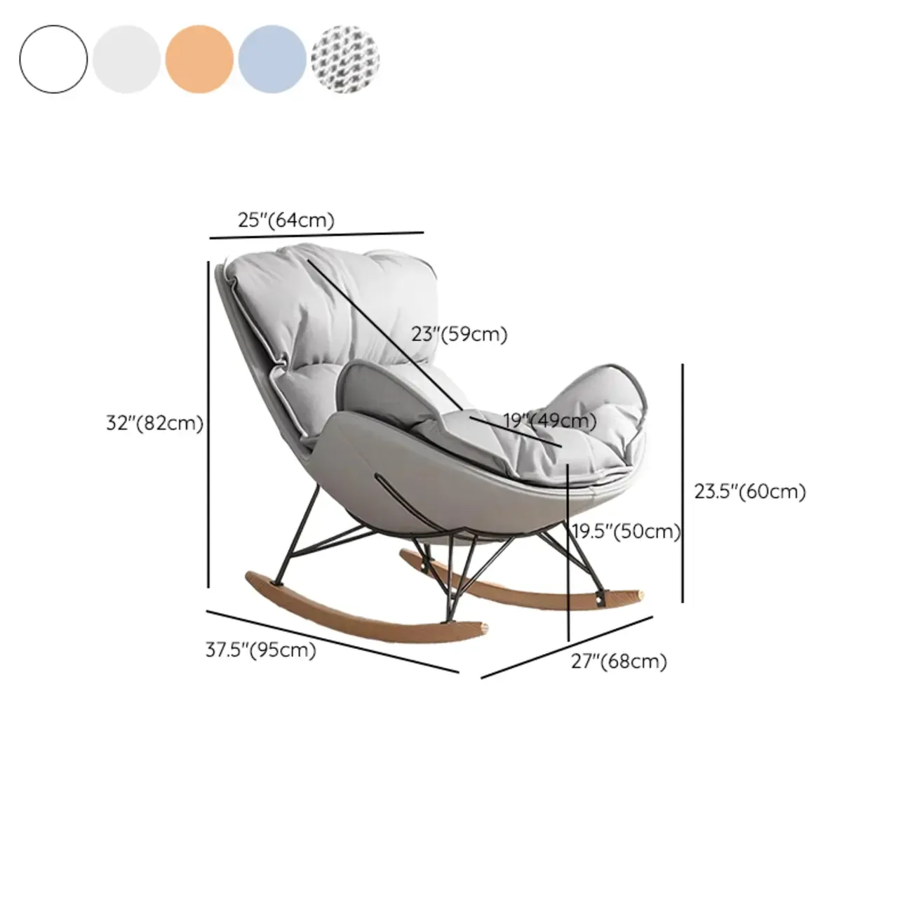 Faux Leather Wingback Rocking Chair with Removable Cushions