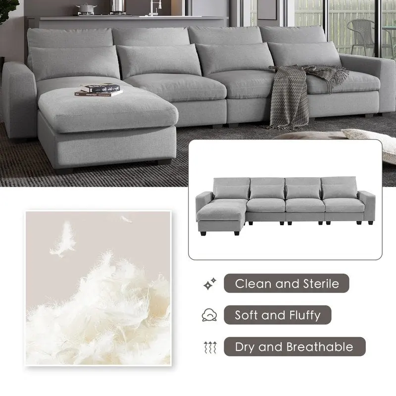 Modern L-Shape Sectional Sofa with Reversible Chaise