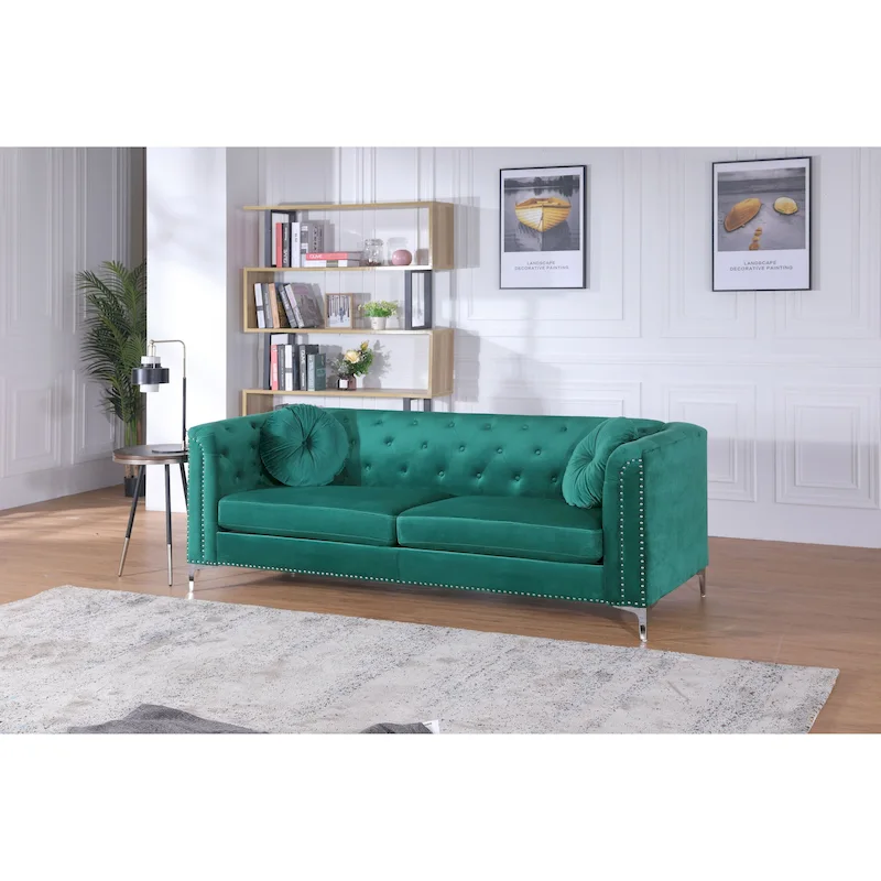 Pompano Velvet Button Tufted Sofa