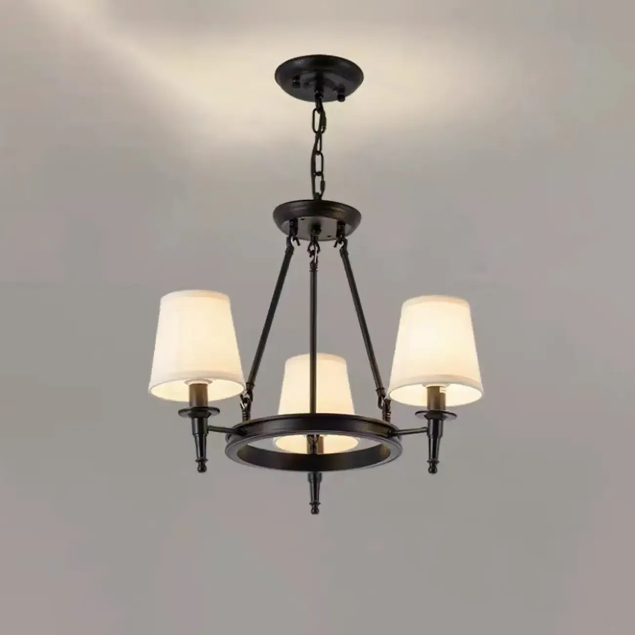 America Country Ring Fabric Lampshade Black Chandelier