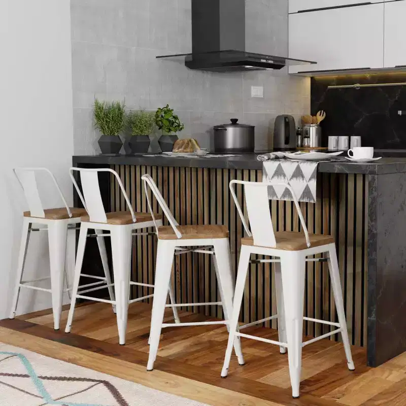 Set of 4 24 Josephine Metal/Wood Counter Height Barstools - WyndenHall