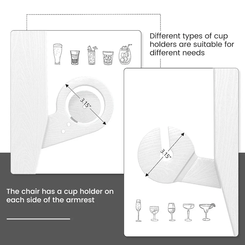 HDPE Modern All weather Adirondack Chairs with Cup-holders