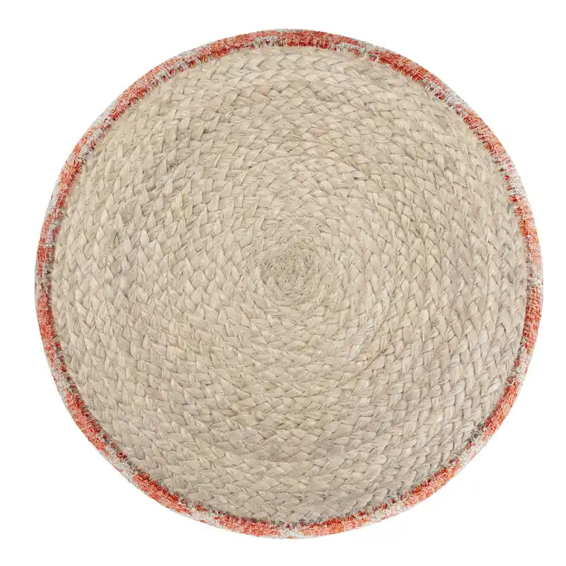 WYNDENHALL Nesbitt Boho Round Pouf, Natural Woven Braided Jute