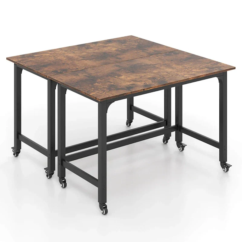 Costway 1/2/4 PCS Rolling Computer Desk Metal Frame PC Laptop Table