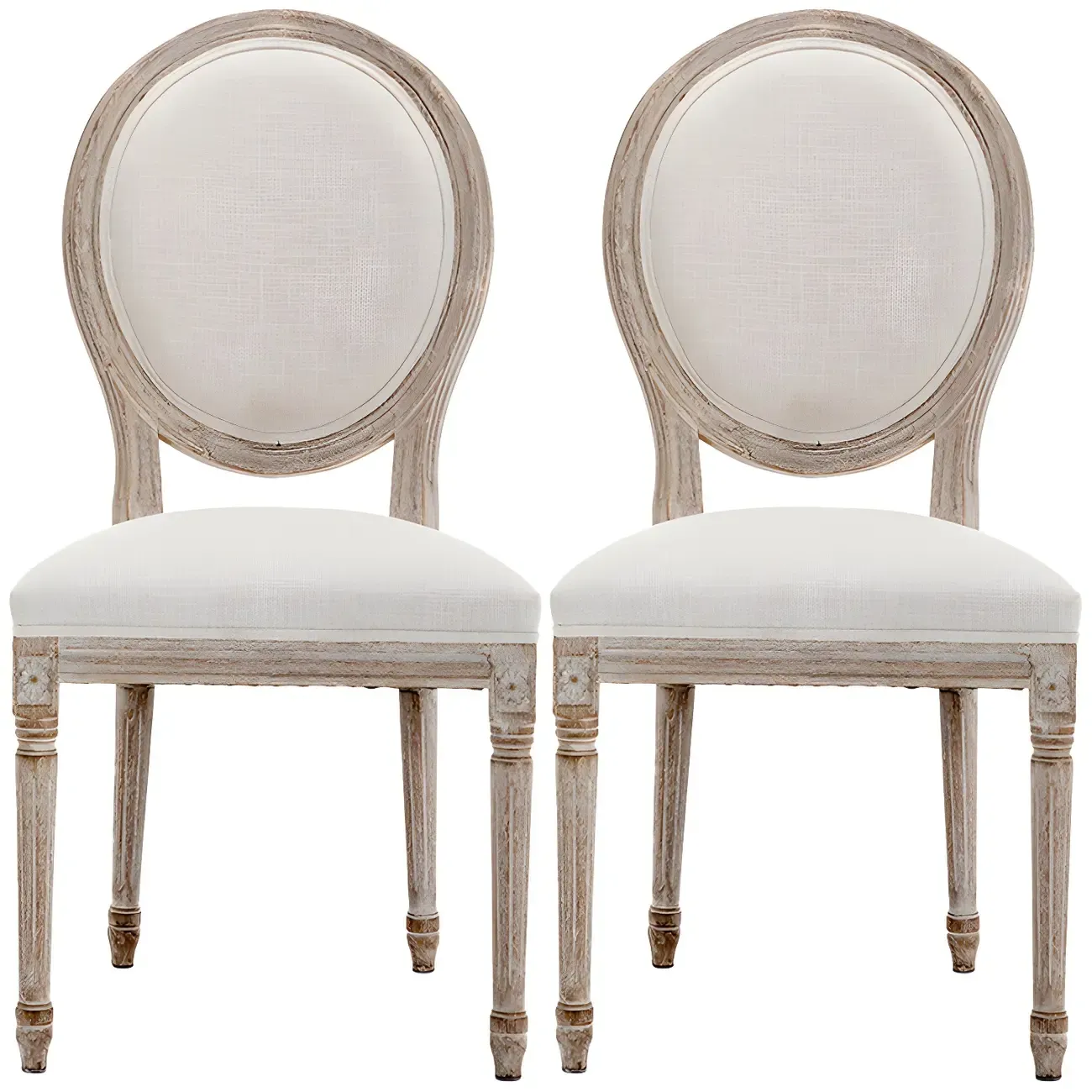 Upholstered King Louis Back Light Wood Dining Chair