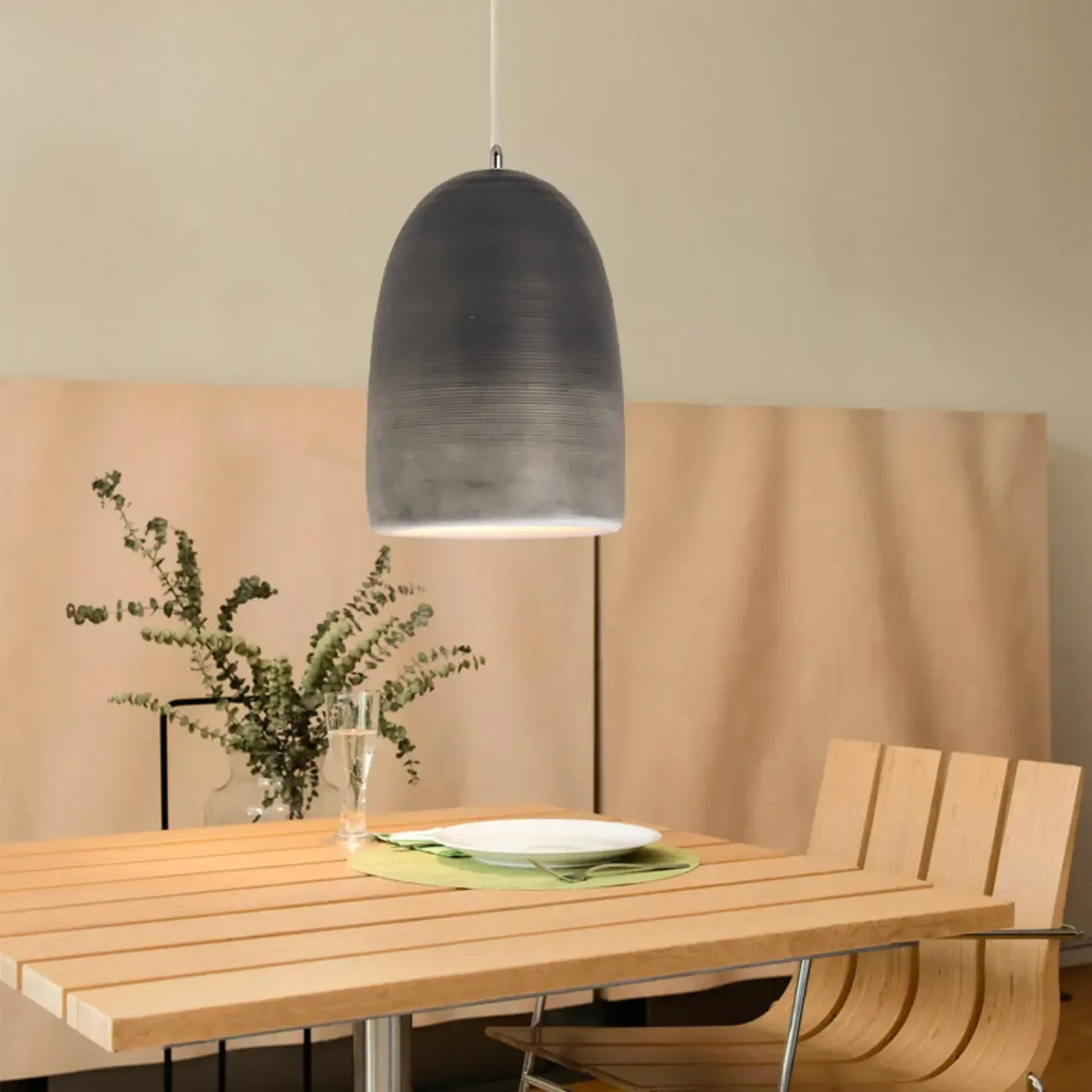 Nordic Black Half-Oval Gradient Pendant Lamp for Restaurant