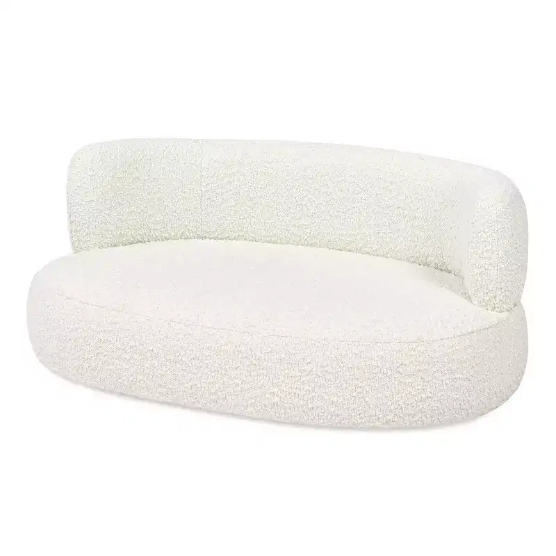 36 Curved Dog Sofa Bed, Medium, Ivory White Boucle