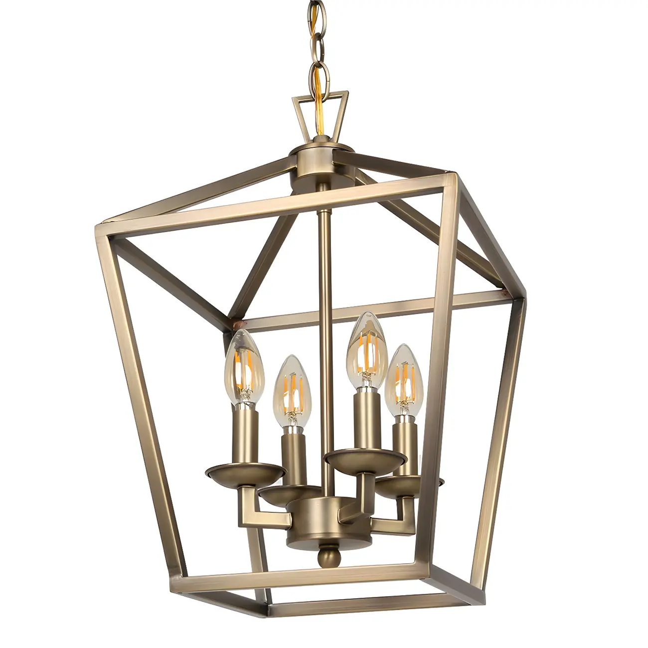 Industrial Black Metal Square Caged Kitchen Pendant Chandelier
