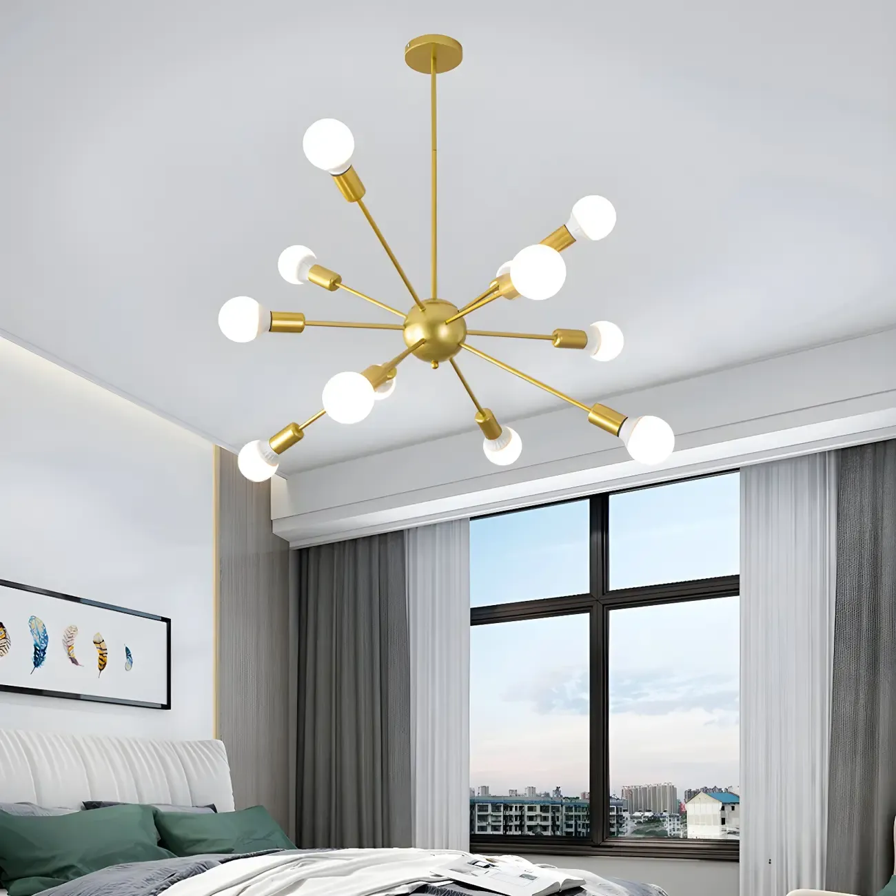 Modern LED Gold Globe Sputnik Chandelier