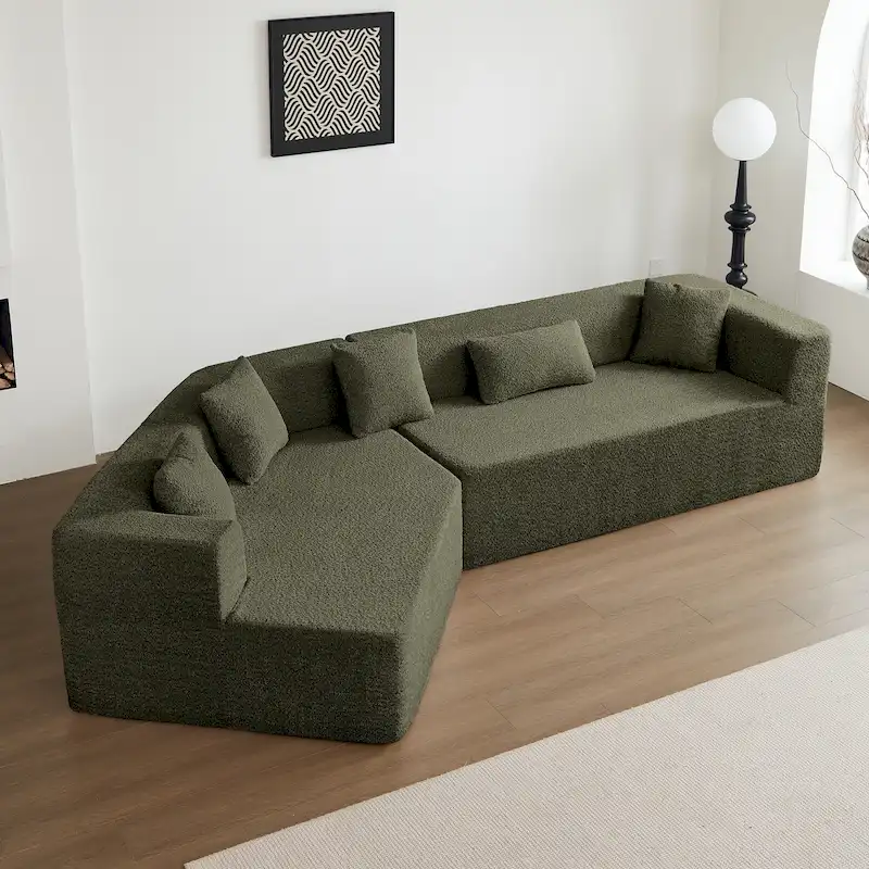 127.5 Polyester Upholstered Modular Oversized Minimalist Comfy Sectional Compressed Sofa