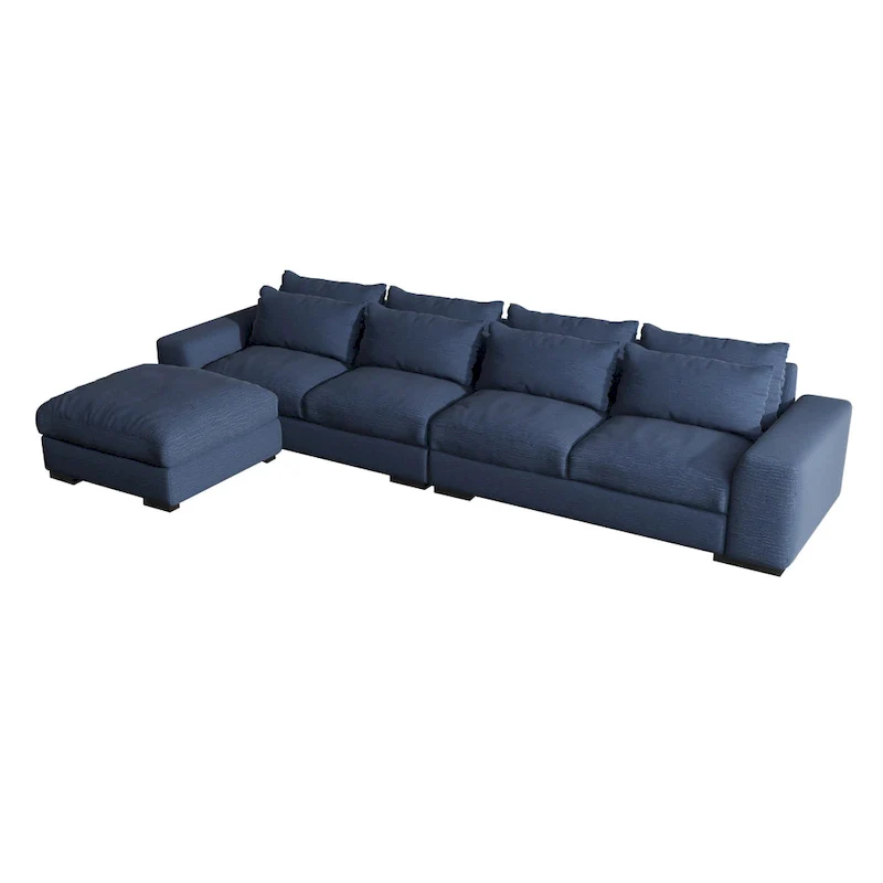 Modern Modular Down Sectional Sofa,Light Grey/Dark Blue