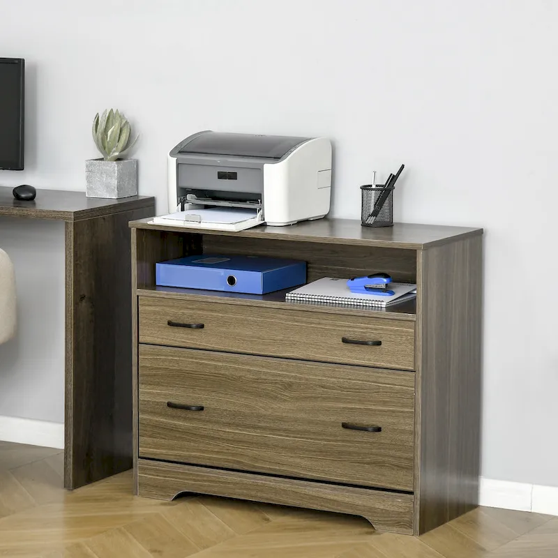 Lateral File Cabinet with Shelf, Office Storage Cabinet with 2 Drawers, Fits Letter Sized Papers