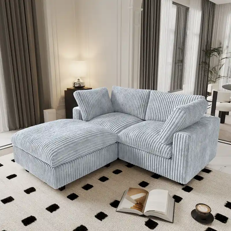 78.74 Modular Sectional Couches, Plush Deep Seat Sleeper Sofa with Removable Covers