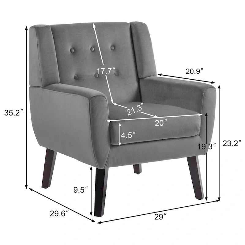 Velvet Accent Chair Living Room Upholstered Armchair