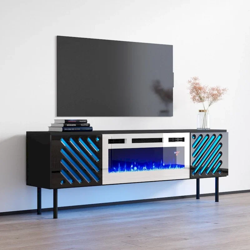 63-Inch TV Stand with Electric Fireplace