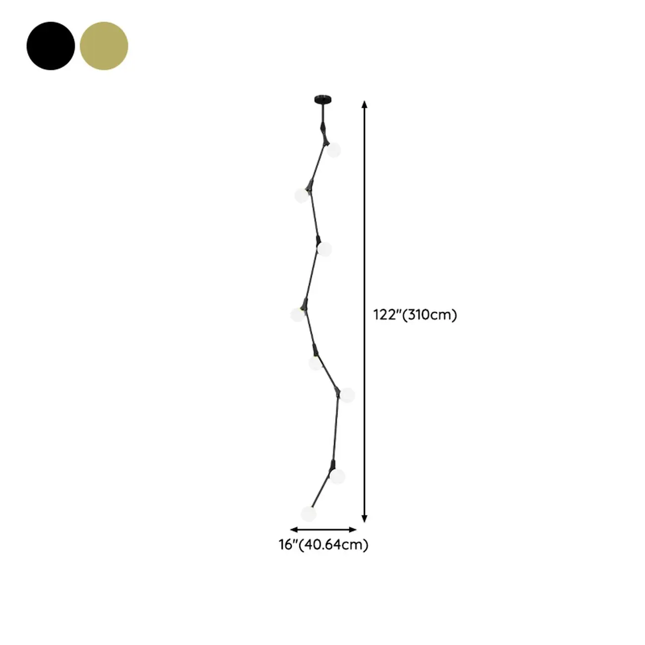 Modern Gold Branch Globe Glass Downrod Stairwell Chandelier