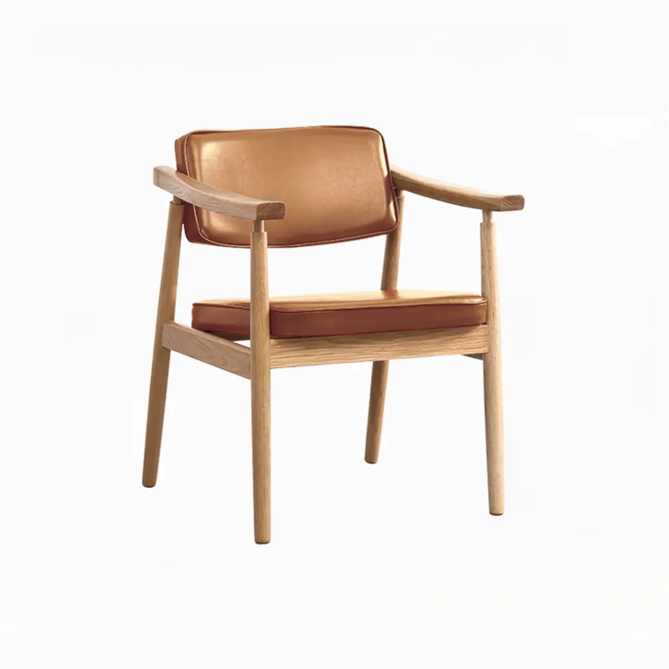 Modern Wooden Calfskin Upholstered Office Chair