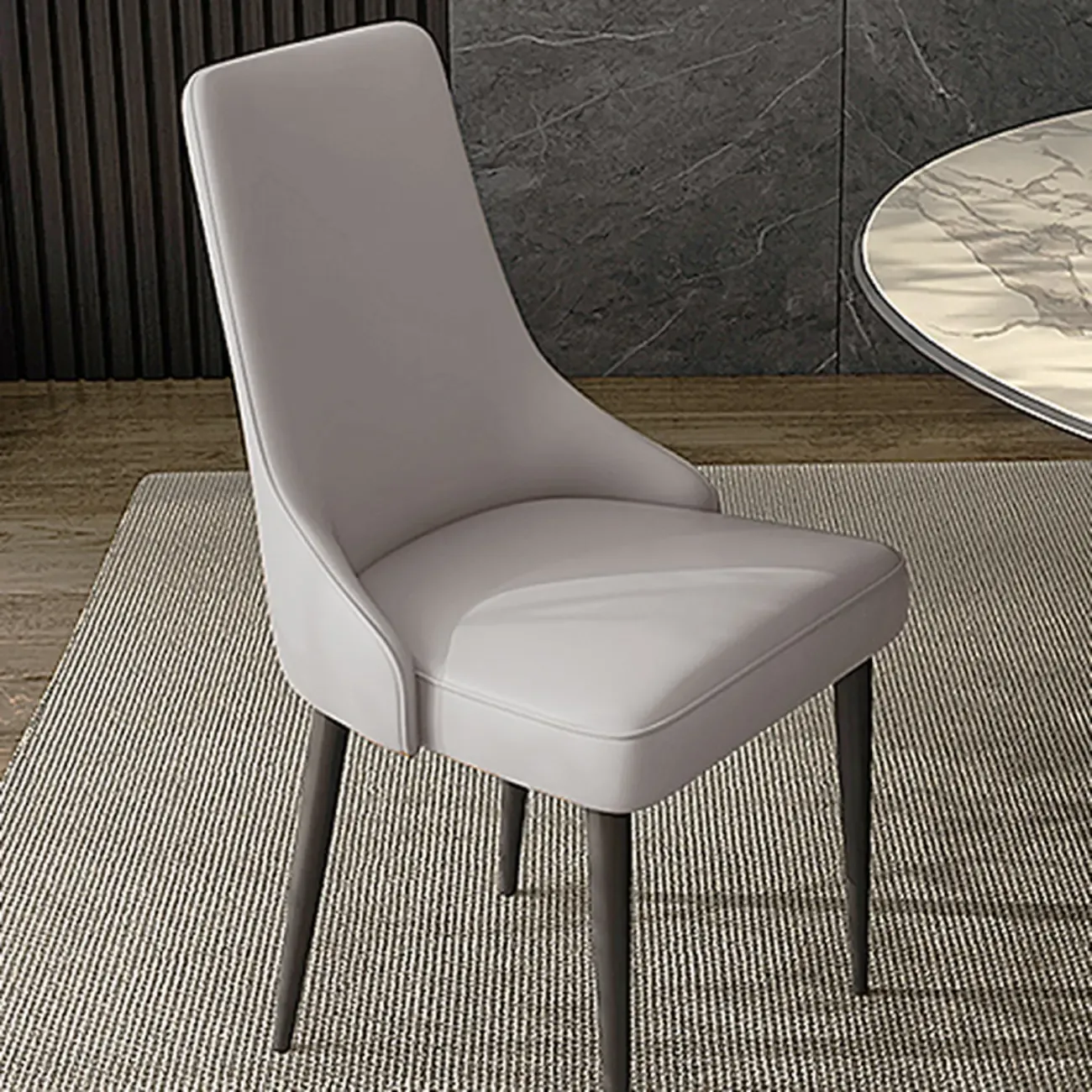 Modern Armless Faux Leather Upholstered High Back Dining Chair