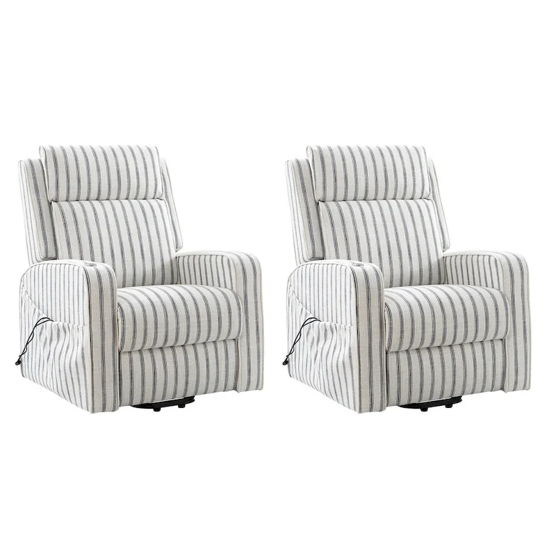 Darrell Modern Lift Assist Massage and Heating Power Recliner with Charing and Soild Wood Tray Set of 2by HULALA HOME