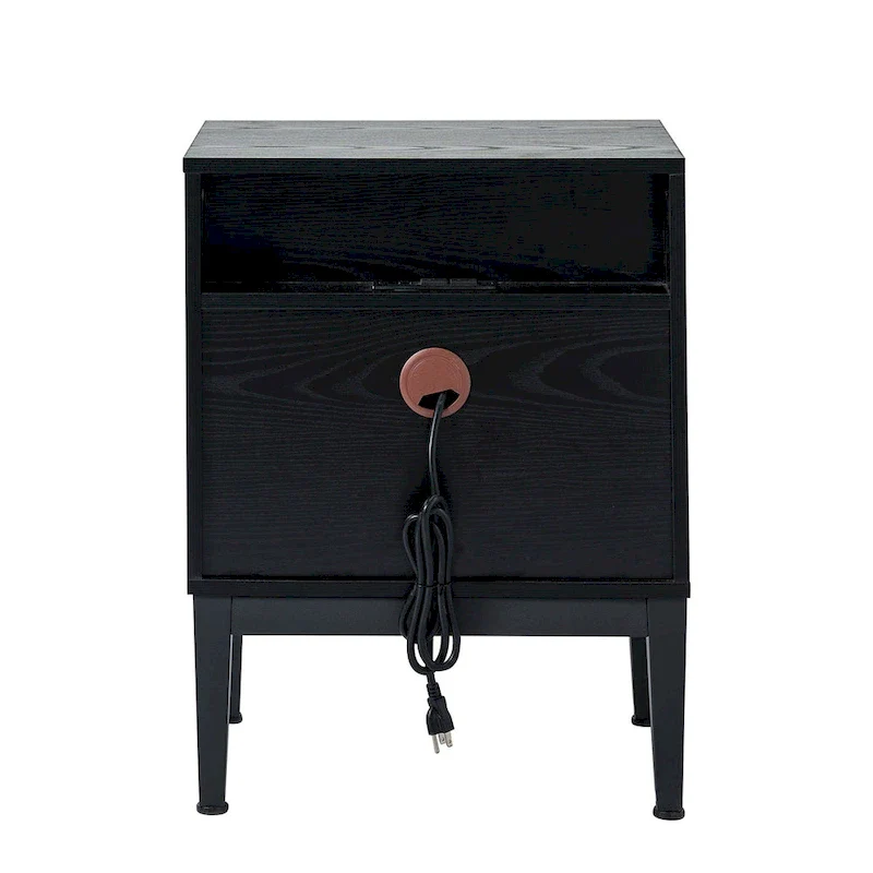 Modern Tall 2-Drawer Nightstand (With Charging Station And Adjustable Feet) — Set Of 2