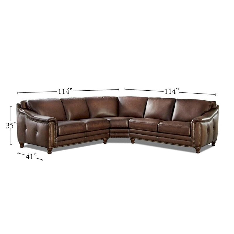 Hydeline Belfast Top Grain Leather Symmetrical Sectional