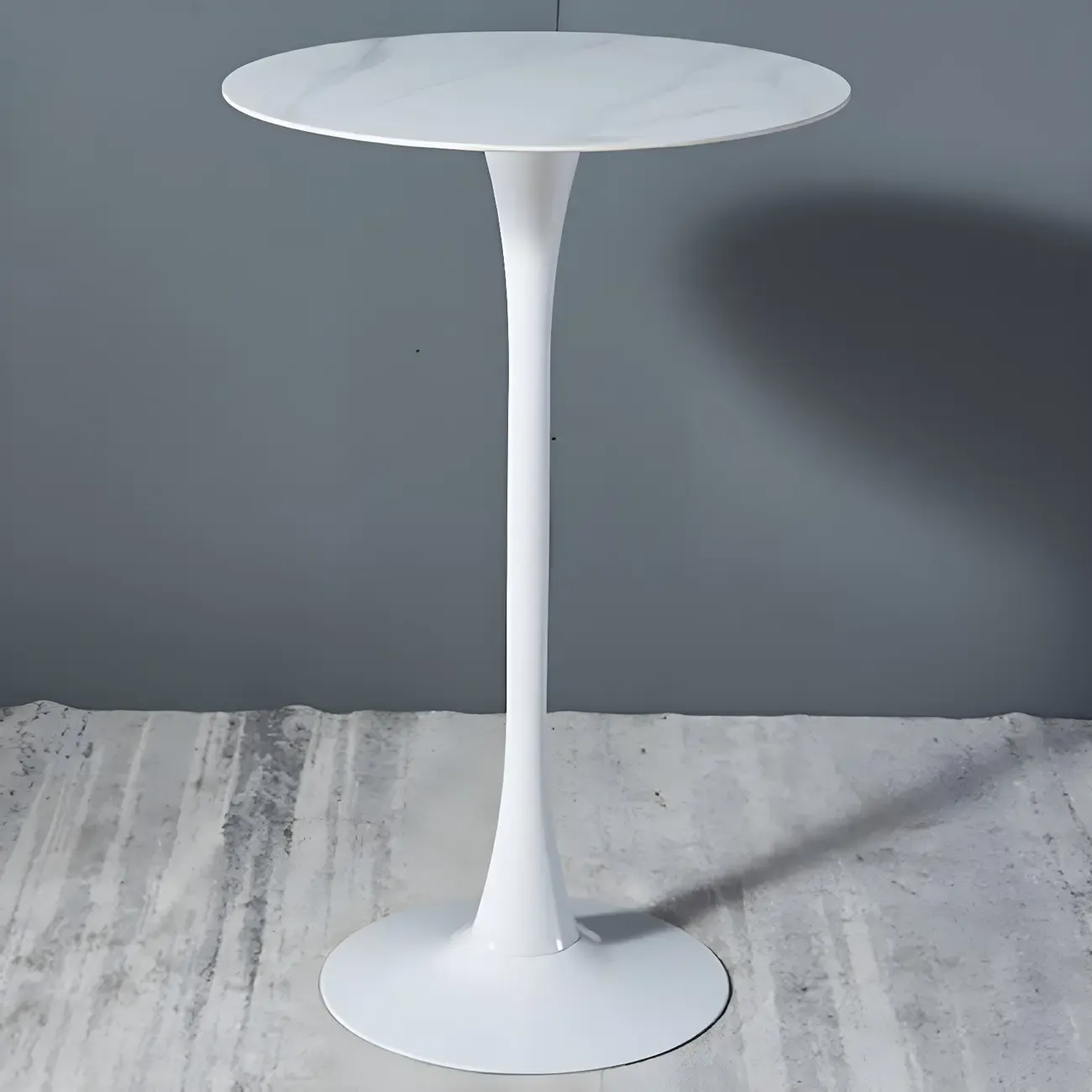 Simple White Round Metal Small Cocktail Bar Table