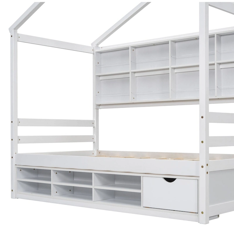 QQ Twin House Bed with Roof Frame