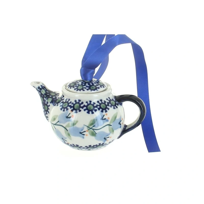 Blue Rose Polish Pottery D077 Manufaktura Teapot Ornament
