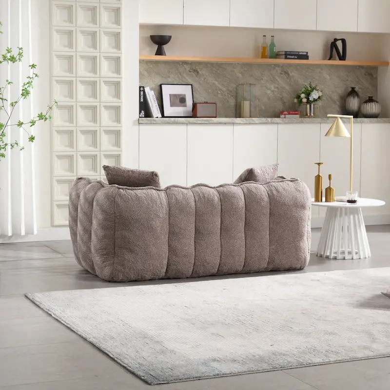 Modern 65.1 Chenille Tufted Loveseat Accent Chair with High-Resilience Foam