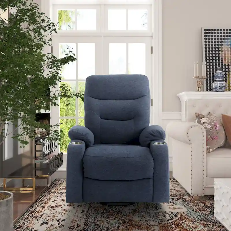 Clihome Soft Upholstered Electric Massage Recliner with Cup Holder