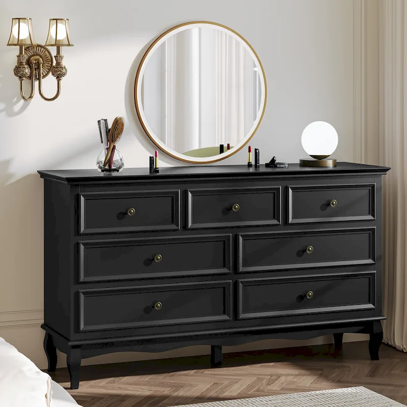 7 - Drawer Dresser with Solid Wood Legs and Painted Finish