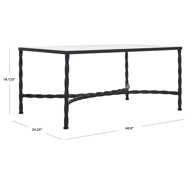 SAFAVIEH Couture Sedighe Glass Coffee Table - 40 W x 24 D x 18 H - 40W x 24D x 18H