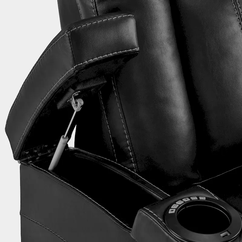 MCombo Power Recliner Chair, Home Theater Seating with Adjustable Headrest and Tray Table, Breathable Leather HTS422