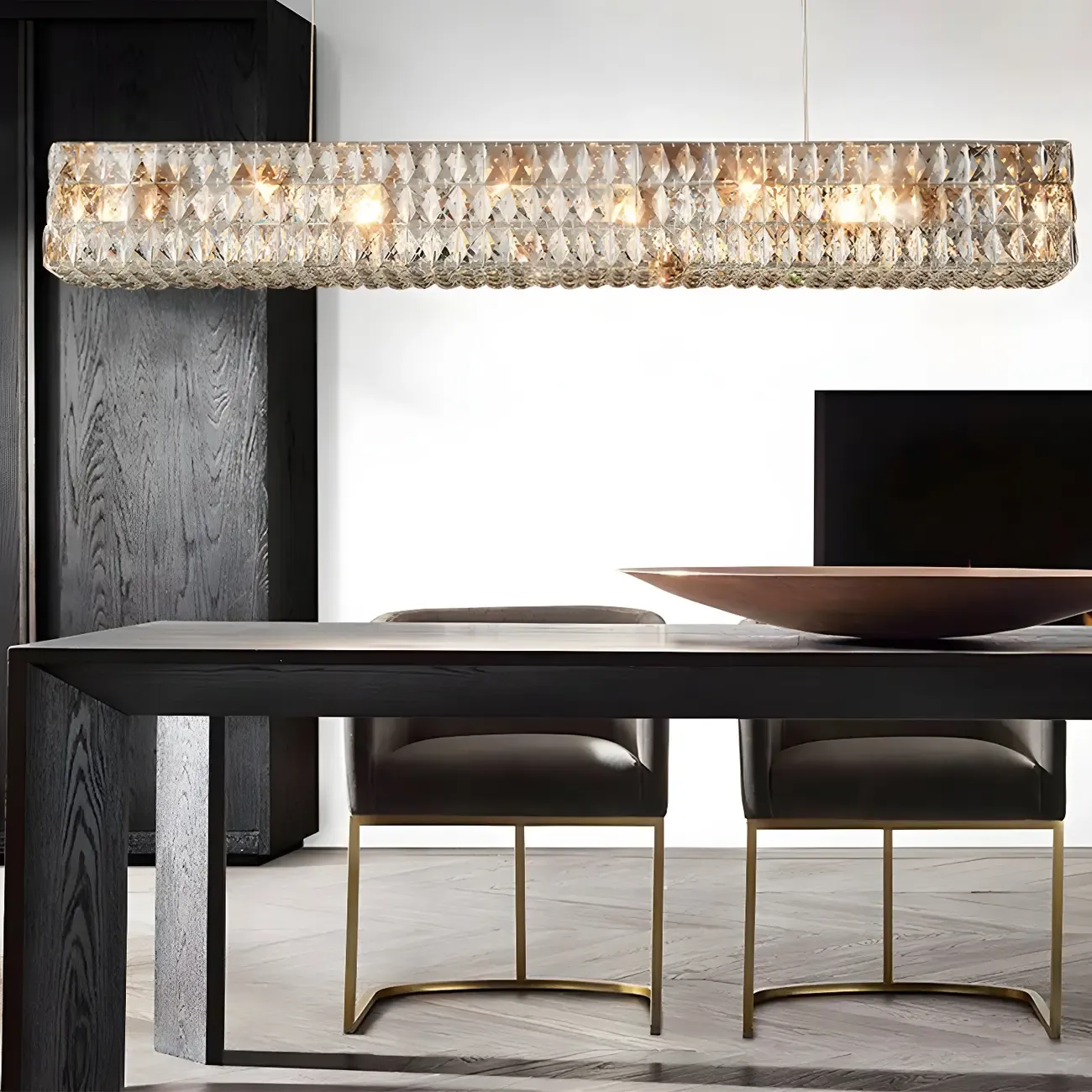 Modern Clear Crystal Rectangular Pendant Light