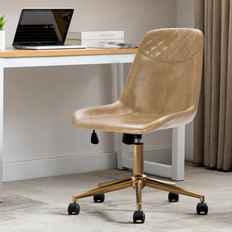 Curved Faux Leather Task Chair Air Lift Office Chair