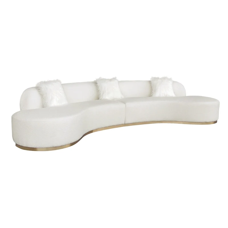 Pasargad Home Simona Curved Sofa with 3 Pillow Included