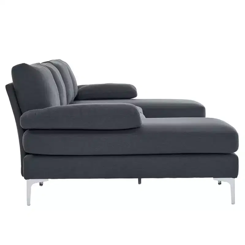 Karl Home |110 in. W Pillow Top Arm 3-Piece U-shaped Polyester Sectionals in Off-White