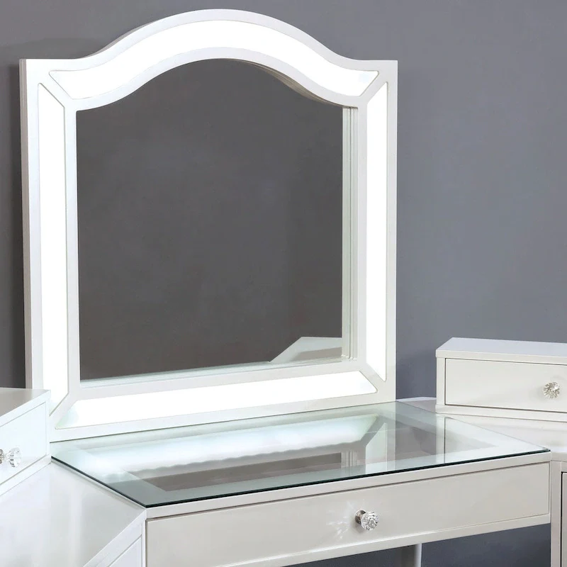 Furniture of America Ulru Transitional Solid Wood 3-Piece Makeup Vanity Set with LED