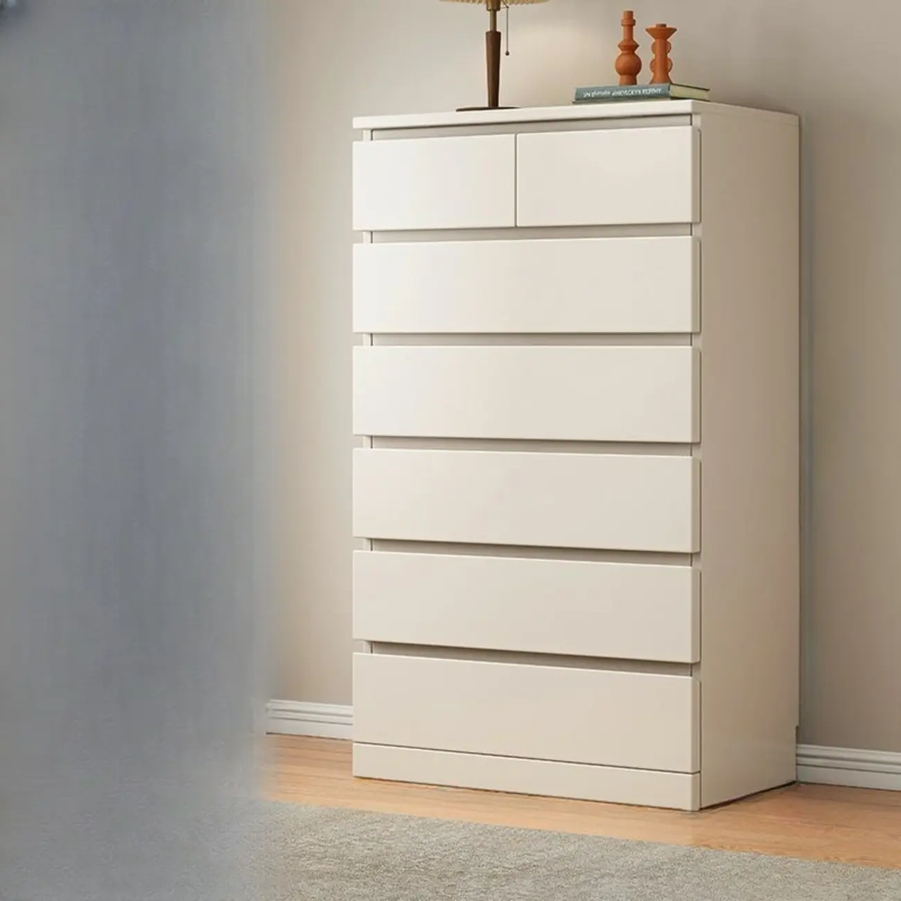 Modern Natural Wood Gloss Surface Dresser with 8-Drawers