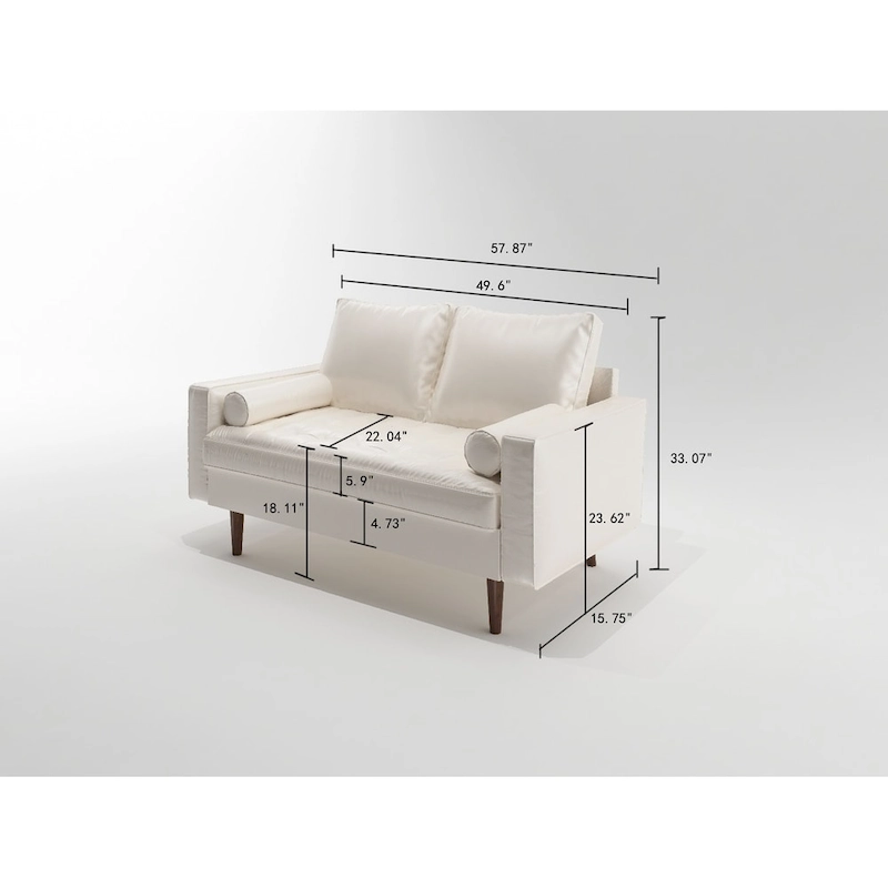 US Pride Lopez Faux Leather Mid-century Modern Loveseat