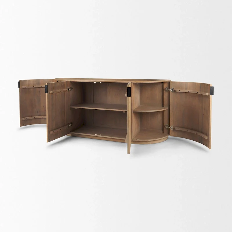 Dark Brown Solid Wood Fluted Sideboard - 72.0L x 18.5W x 32.0H