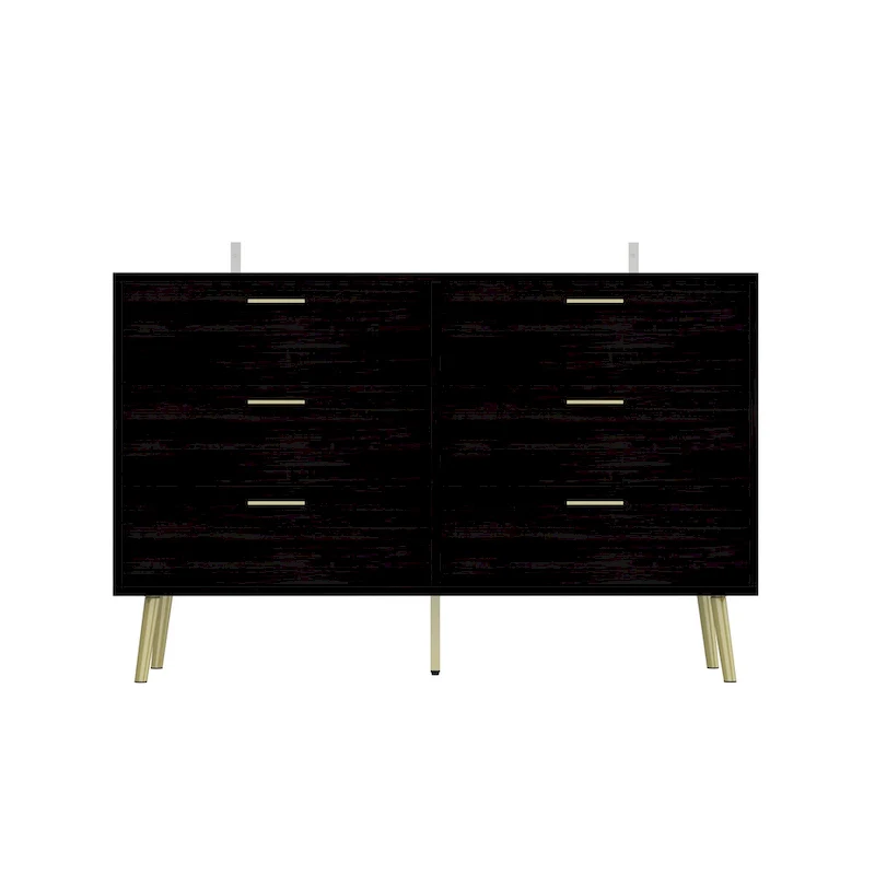 6 Drawer Larget Chest&Dresser With Golden Metal Handles