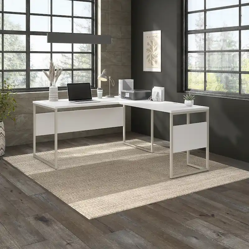 60W x 30D L-Shaped Table Desk with Metal Legs