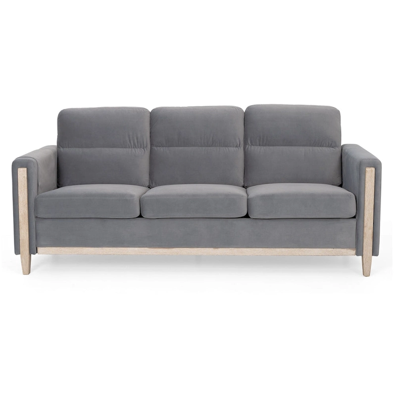Larb Modern Solid Wood Three-Seater Sofa Couch by Christopher Knight Home