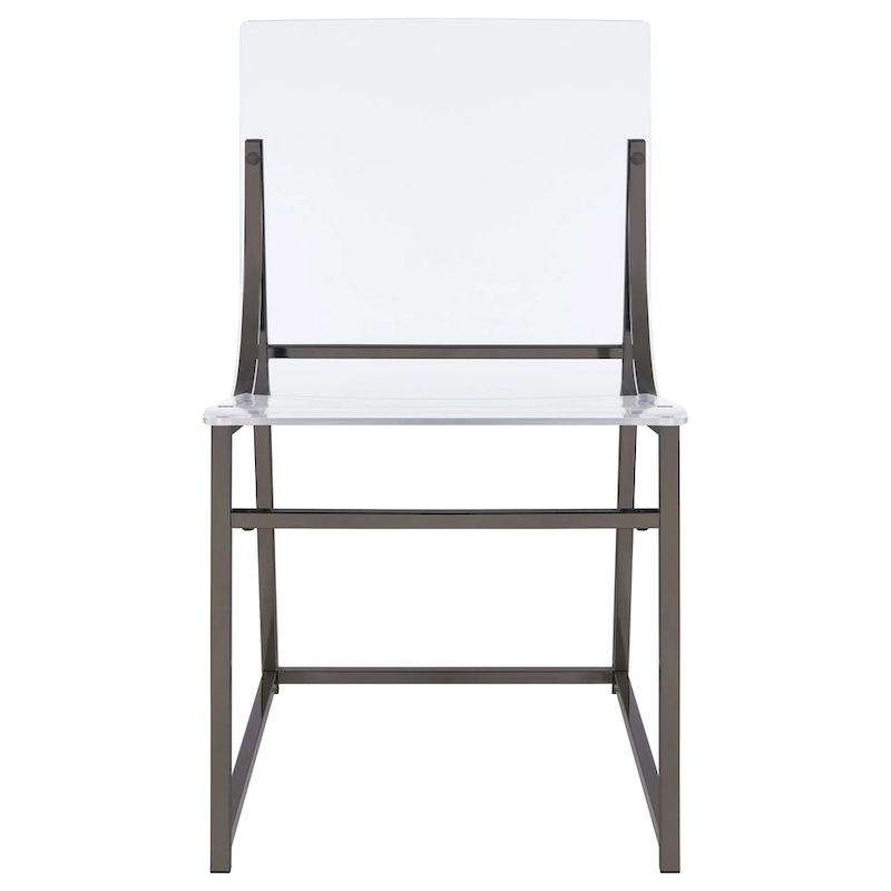 Dino Dining Chair Set of 2, Clear Acrylic Seat, Back, Black Nickel, 18 Inch