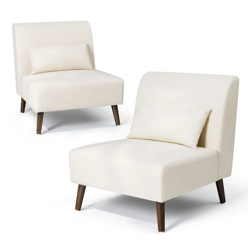 Accent Chair Upholstered Sofa Chair PU Faux Leather Wood Frame with Pillow - 28.74 W x 30.71 D x 31.50 H